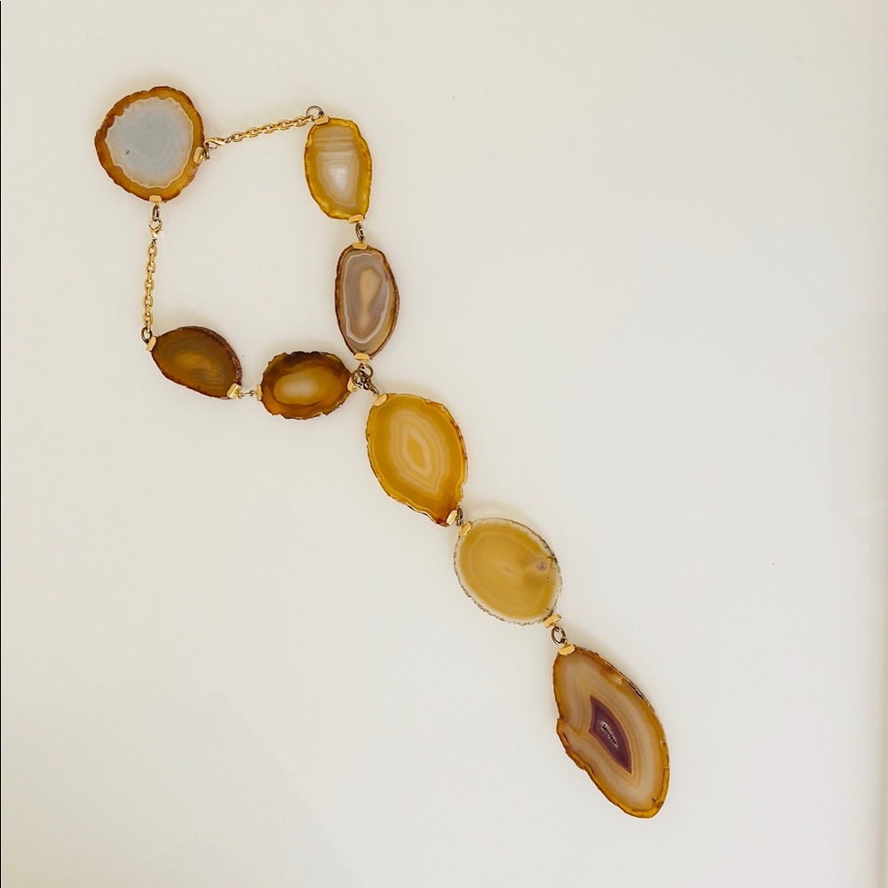 Vintage Agate Gold Chain Stone Necklace - Picture 3 of 9